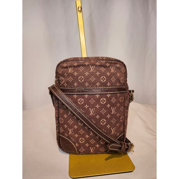 Louis Vuitton Danube Monogram Crossbody Bag Mini Lin Line Brown Vintage LV - Picture 15 of 16